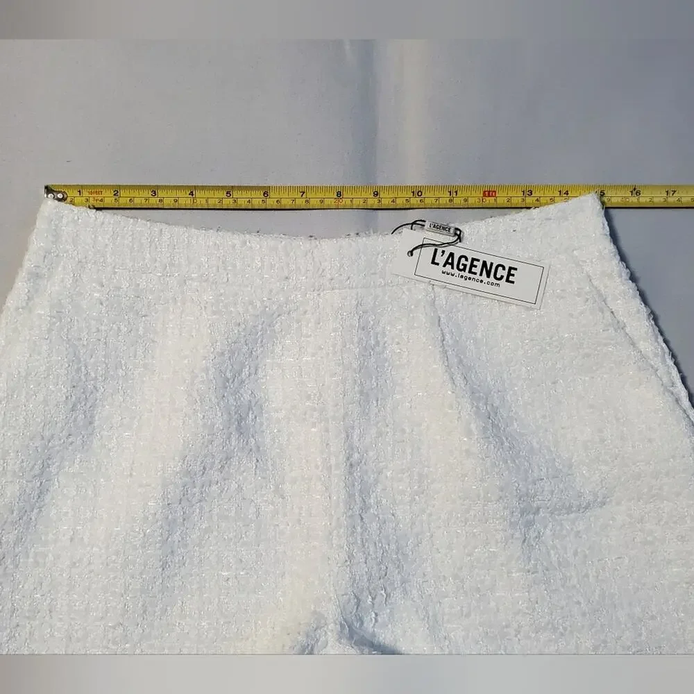 NWT$395 L'agence Ashton Bouclé Knit White Shorts Sz 6 - Picture 13 of 16